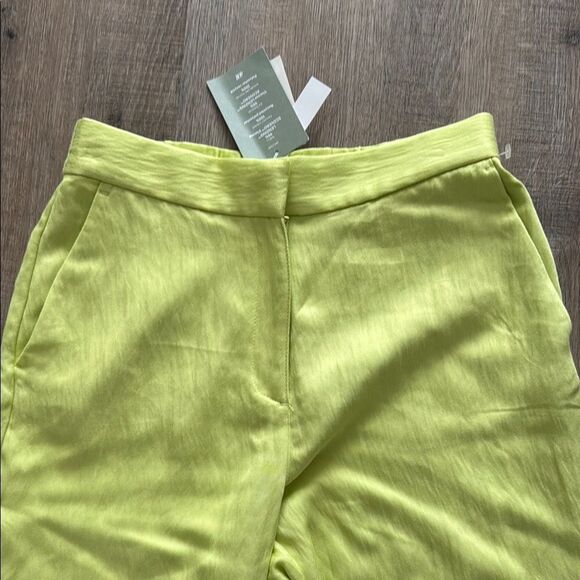 H&M Vibrant Lime Green Boot Cut Pants Viscose light wear - Picture 2 of 5